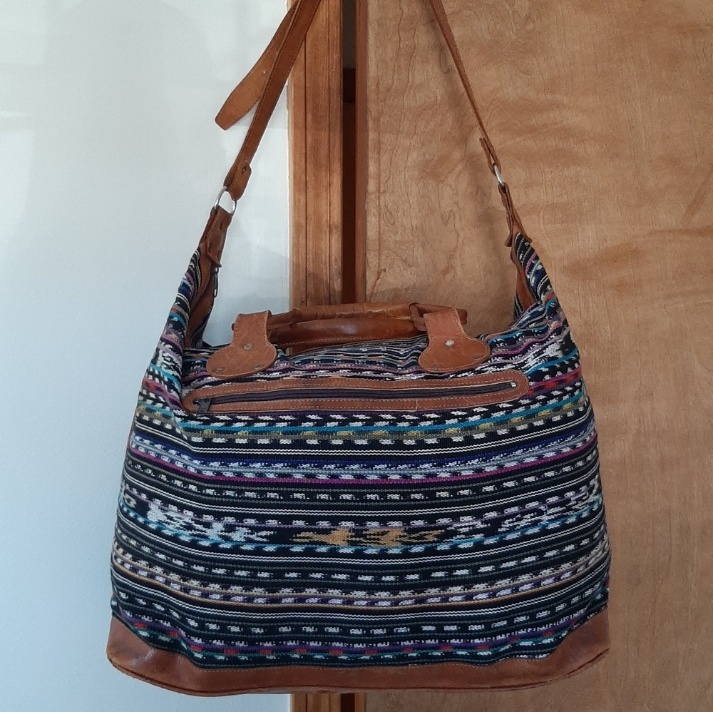 Large Bohemian Leather Duffle Bag